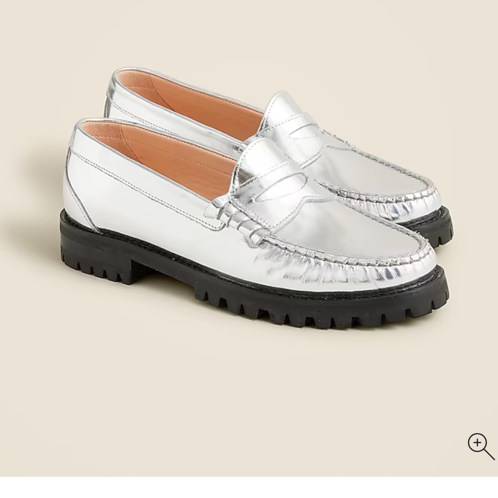 J. Crew Winona Silver Loafers 8 Med
